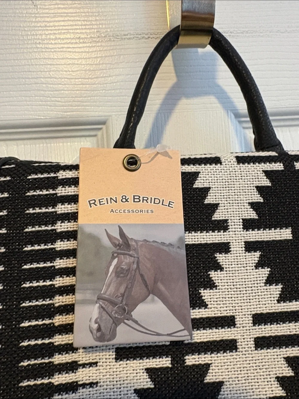 BNWT REIN & BRIDLE Black & White Aztec Backpack